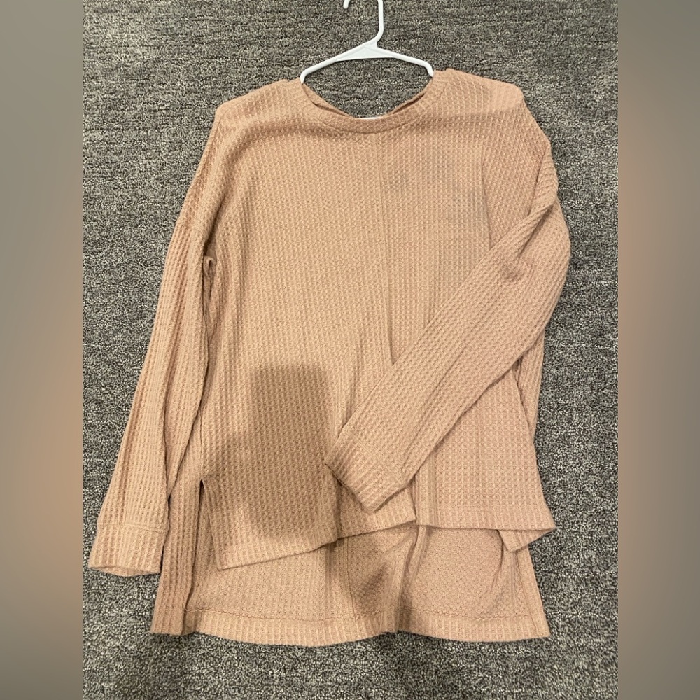American eagle light pink waffle knit long sleeve top